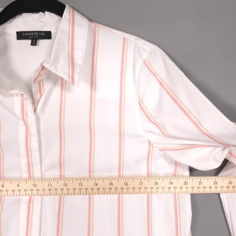 LAFAYETTE 148 NEW YORK‎ Women’s Velma LS Skylark Striped Button-Front MEDIUM - Picture 5 of 11
